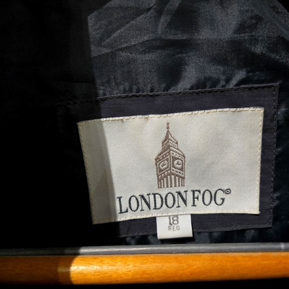 London Fog Double Breasted Navy Trench Coat Women's 18 Regular - Picture 2 of 7